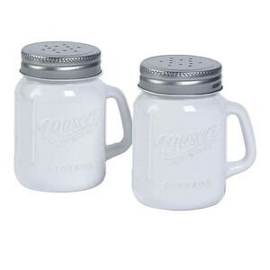Salt Pepper Shakers Mason Jar White Mason‎ Craft Glass Shabby Weddings Showers